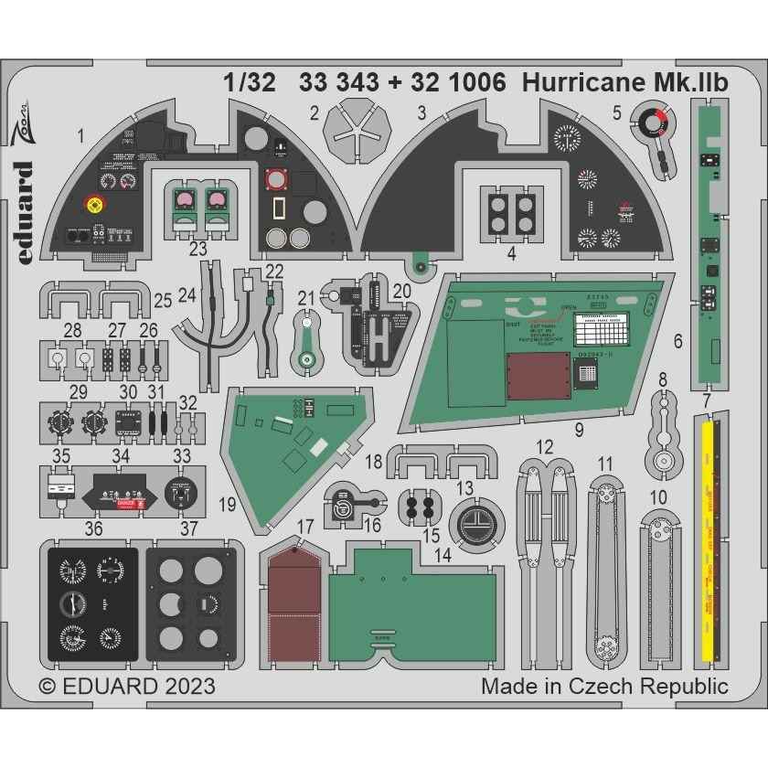 【新製品】33343 塗装済 1/32 ホーカー ハリケーン Mk.IIb ズームエッチングパーツ(レベル用)