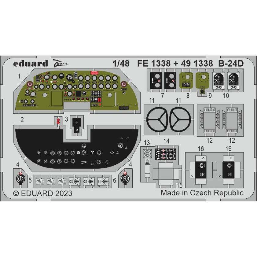 【新製品】FE1338 塗装済 1/48 コンソリデーテッド B-24D リベレーター ズームエッチングパーツ (レベル用)