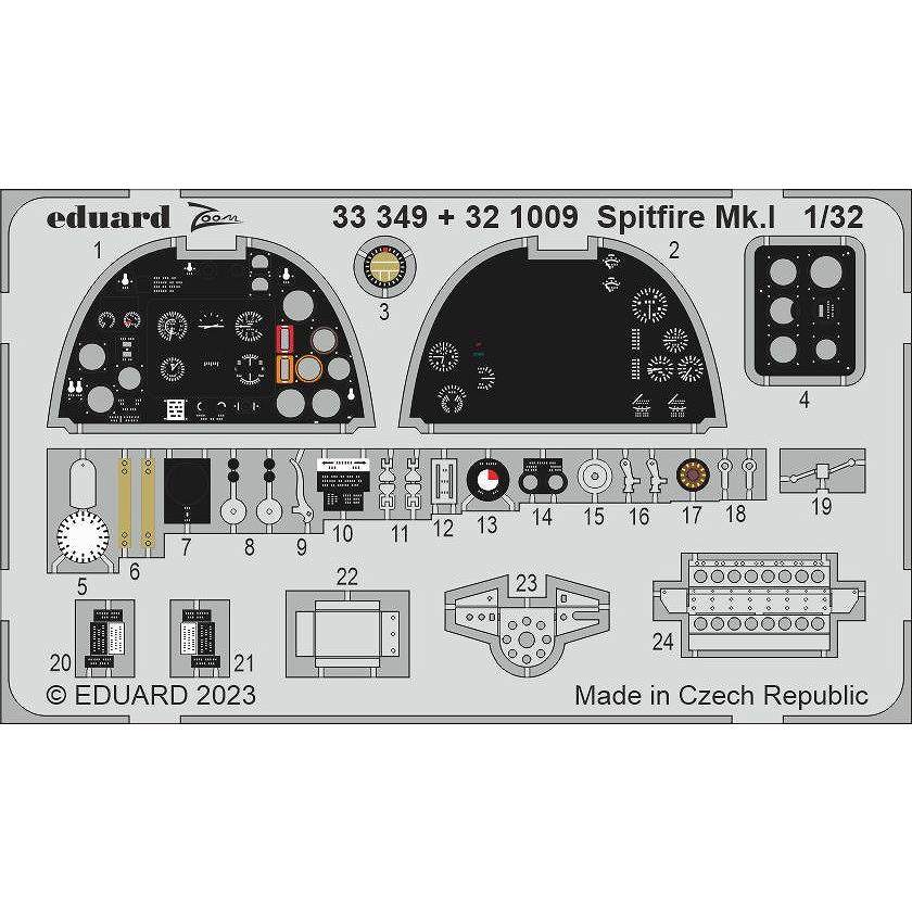 【新製品】33349 塗装済 1/32 スピットファイア Mk.I ズームエッチングパーツ(コータリ用)