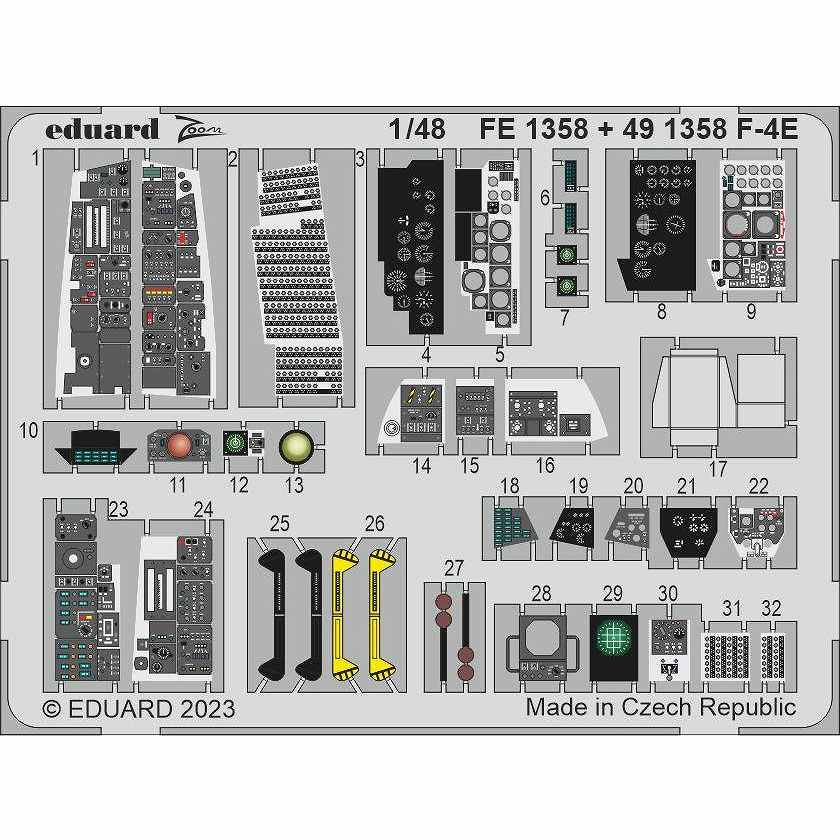 【新製品】FE1358 塗装済 1/48 F-4E ズームエッチングパーツ (モンモデル用)