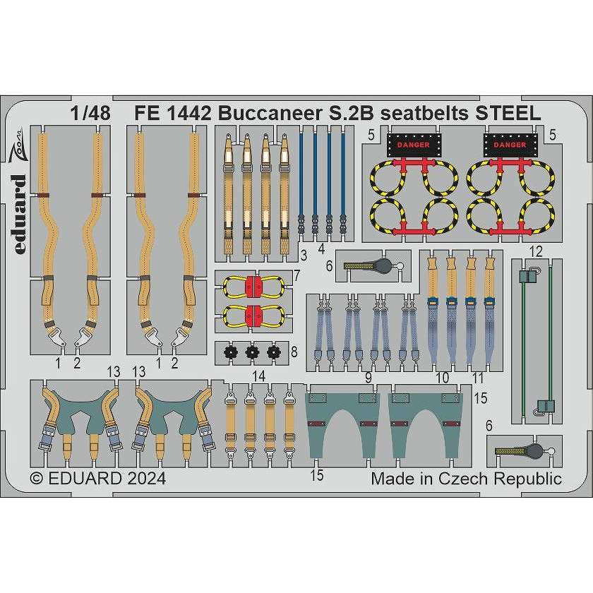 【新製品】FE1442 塗装済 1/48 バッカニア S.2B シートベルト (ステンレス製)(エアフィックス用)