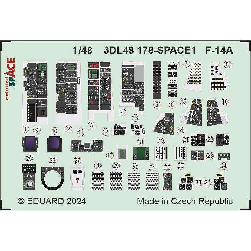 【新製品】3DL48178 1/48 F-14A ｢スペース｣ 内装3Dデカール w/エッチングパーツセット (グレートウォール用)