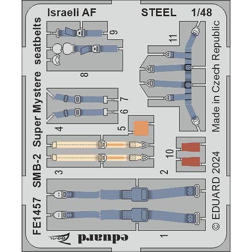 【新製品】FE1457 塗装済 1/48 SMB-2 シュペルミステール イスラエル空軍 シートベルト(ステンレス製) (スペシャルホビー用)