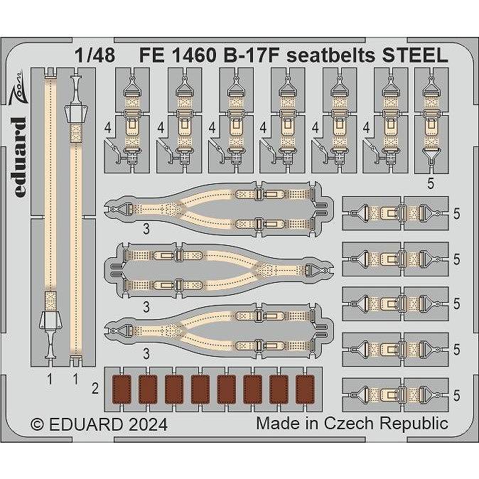 【新製品】FE1460 塗装済 1/48 ボーイング B-17F フライングフォートレス シートベルト (ステンレス製) (エデュアルド用)