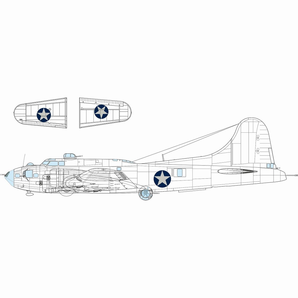 【新製品】EX1053 1/48 ボーイング B-17F フライングフォートレス 国籍マーク (1942-1943年型) 塗装マスクシール(エデュアルド用)