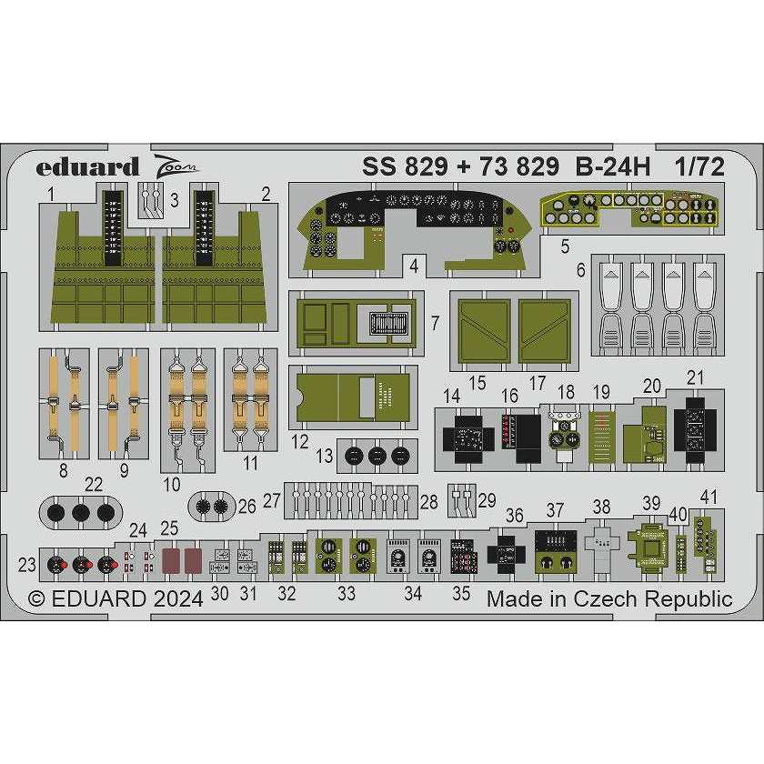 【新製品】SS829 塗装済 1/72 コンソリデーテッド B-24H リベレーター ズームエッチングパーツ (エアフィックス用)