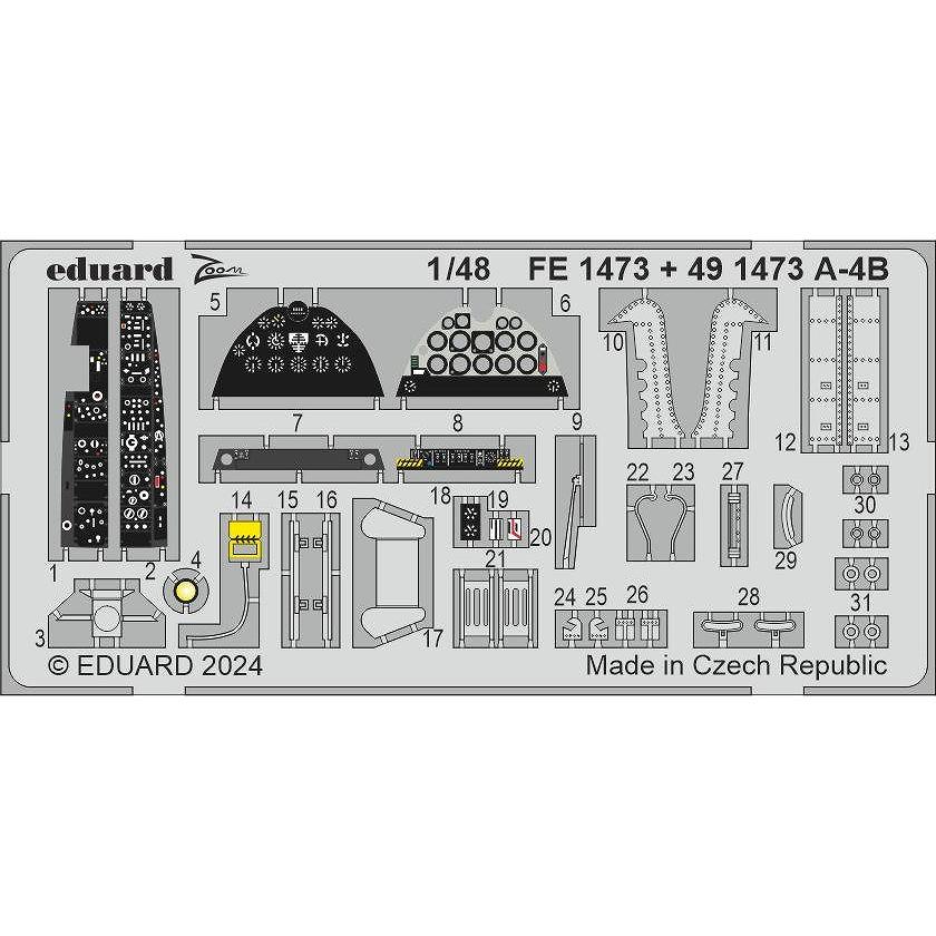 【新製品】FE1473 塗装済 1/48 A-4B スカイホーク ズームエッチングパーツ (ハセガワ用)