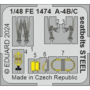 【新製品】FE1474 塗装済 1/48 A-4B/C スカイホーク シートベルト (ステンレス製) (ハセガワ用)