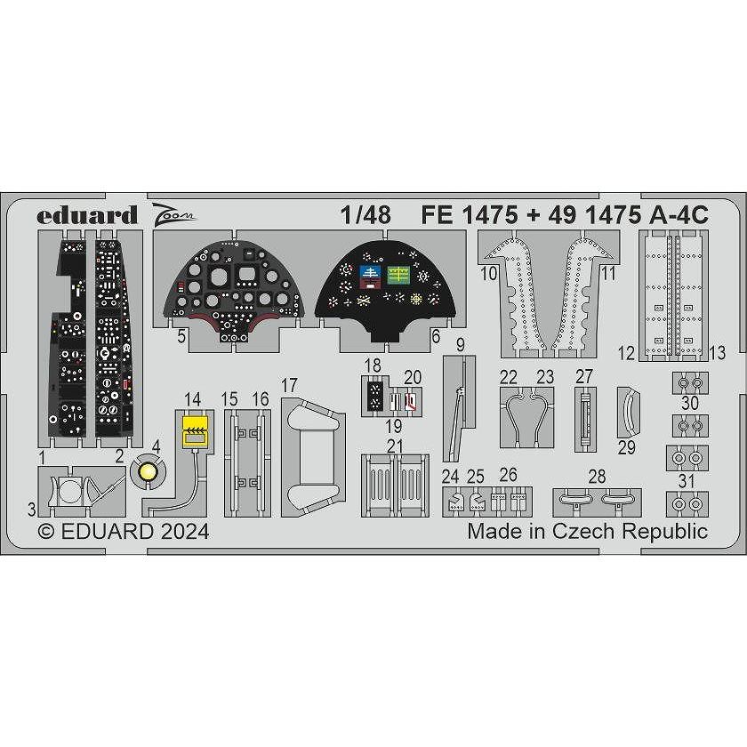 【新製品】FE1475 塗装済 1/48 A-4C スカイホーク ズームエッチングパーツ (ハセガワ用)