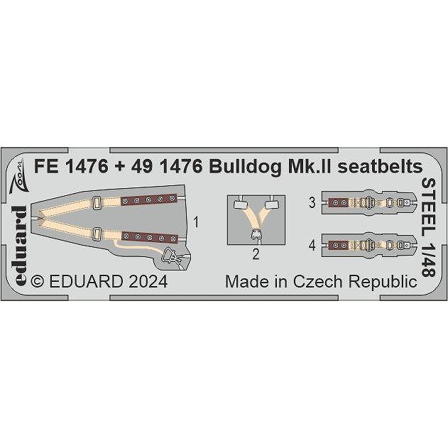 【新製品】FE1476 塗装済 1/48 ブリストル ブルドッグ Mk.II シートベルト (ステンレス製) (エアフィックス用)