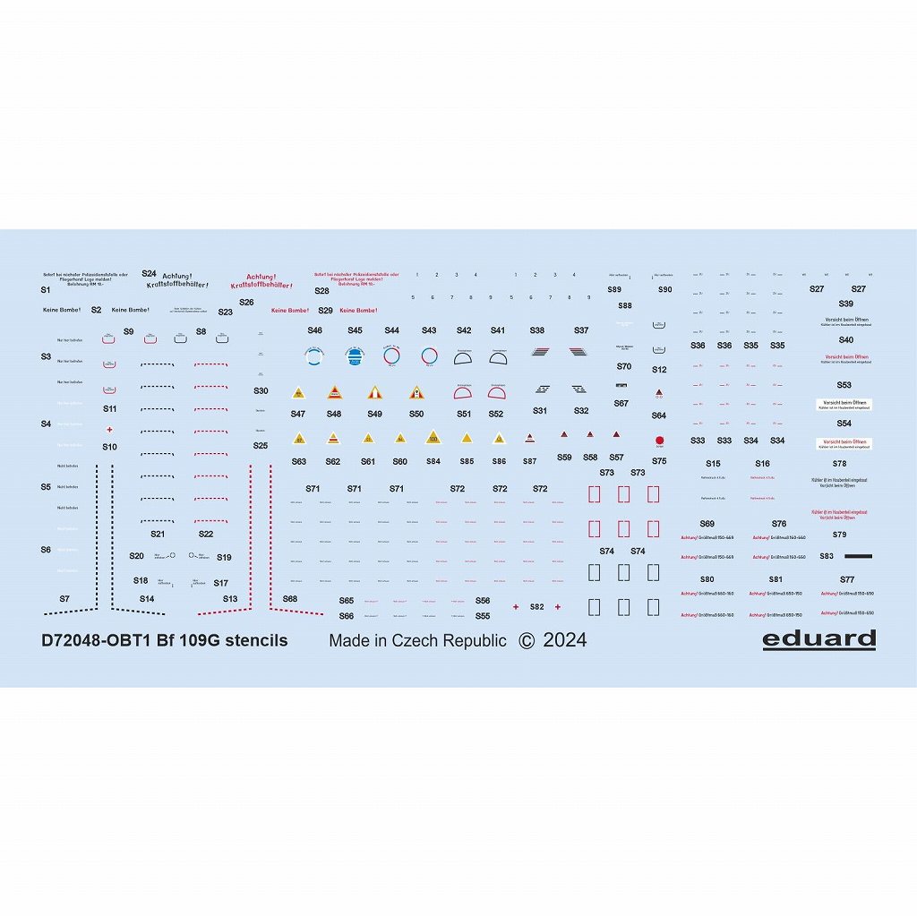 【新製品】D72048 1/72 メッサーシュミット Bf109G データステンシルデカール (エデュアルド用)