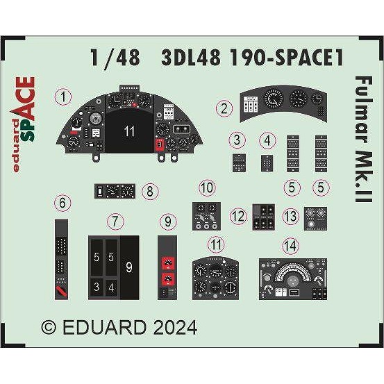 【新製品】3DL48190 1/48 フェアリー フルマー Mk.II ｢スペース｣ 内装3Dデカール w/エッチングパーツセット (トランぺッター用)