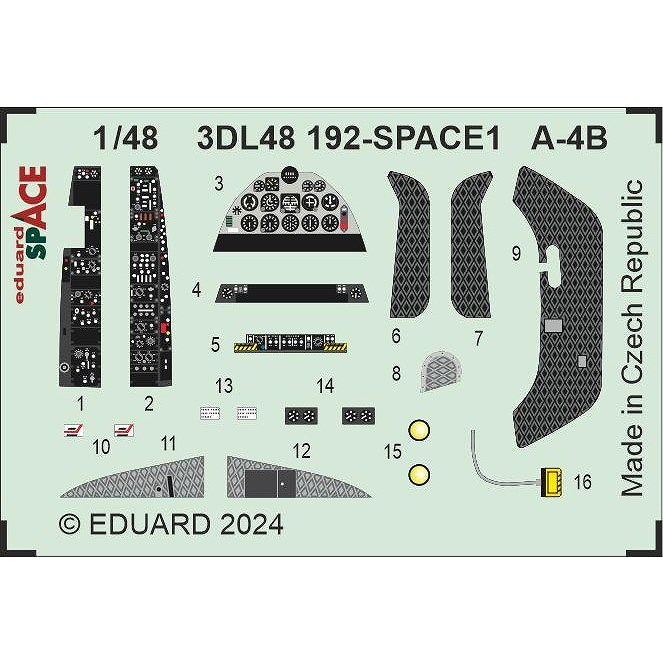 【新製品】3DL48192 1/48 A-4B スカイホーク ｢スペース｣ 内装3Dデカール w/エッチングパーツセット (ハセガワ用)