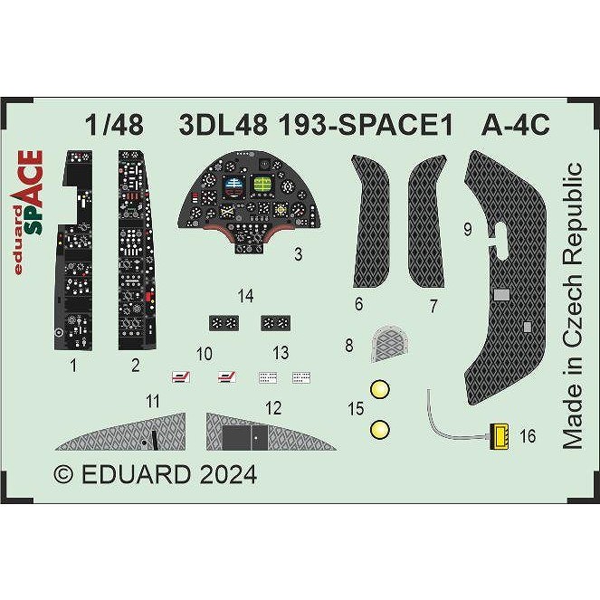 【新製品】3DL48193 1/48 A-4C スカイホーク ｢スペース｣ 内装3Dデカール w/エッチングパーツセット (ハセガワ用)