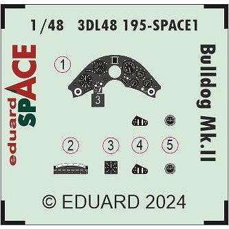 【新製品】3DL48195 1/48 ブリストル ブルドッグ Mk.II ｢スペース｣ 内装3Dデカール w/エッチングパーツセット (エアフィックス用)