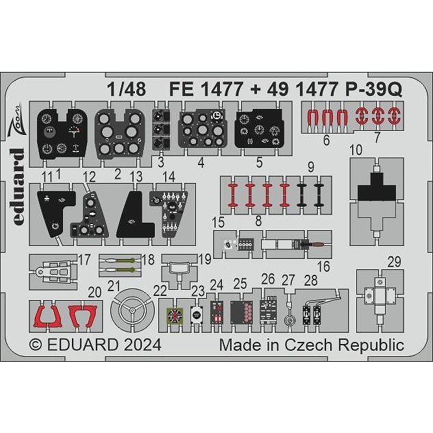 【新製品】FE1477 塗装済 1/48 ベル P-39Q エアラコブラ ズームエッチングパーツ (アルマホビー用)