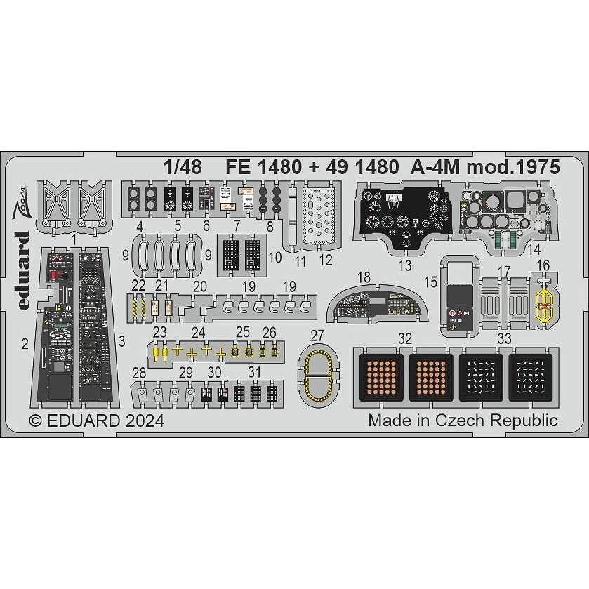 【新製品】FE1480 塗装済 1/48 ダグラス A-4M スカイホーク mod.1975 ズームエッチングパーツ(マジックファクトリー用)