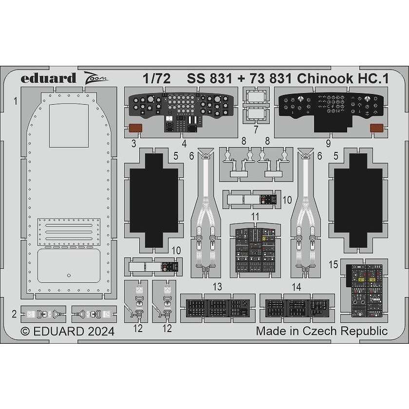 【新製品】SS831 塗装済 1/72 チヌーク HC.1 ズームエッチングパーツ (エアフィックス用)