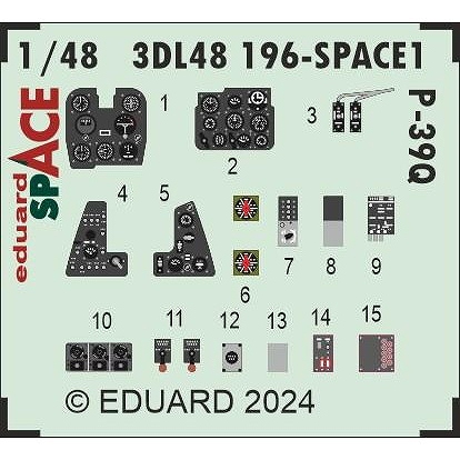 【新製品】3DL48196 1/48 ベル P-39Q エアラコブラ スペース内装3Dデカール w/エッチングパーツセット (アルマホビー用)