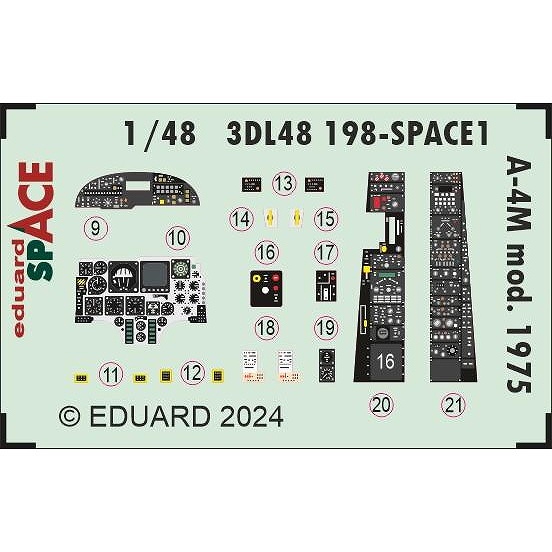 【新製品】3DL48198 1/48 ダグラス A-4M スカイホーク mod.1975 スペース内装3Dデカール w/エッチングパーツセット (マジックファクトリー用)