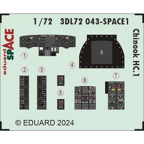 【新製品】3DL72043 1/72 チヌーク HC.1 スペース内装3Dデカール w/エッチングパーツセット (エアフィックス用)