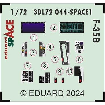 【新製品】3DL72044 1/72 F-35B ライトニングII スペース内装3Dデカール w/エッチングパーツセット (タミヤ用)