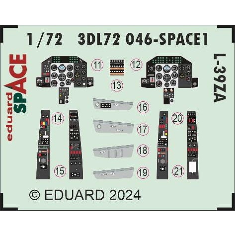 【新製品】3DL72046 1/72 アエロ L-39ZA スペース内装3Dデカール w/エッチングパーツセット (エデュアルド用)