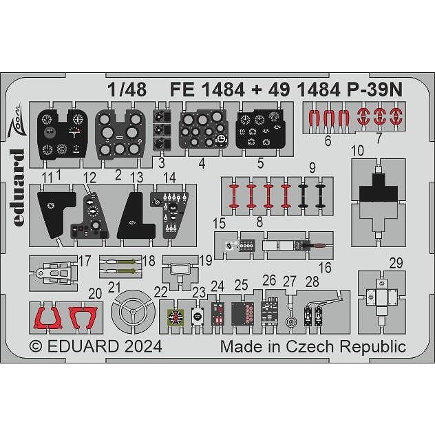 【新製品】FE1484 塗装済 1/48 P-39N ズームエッチングパーツ (アルマホビー用)