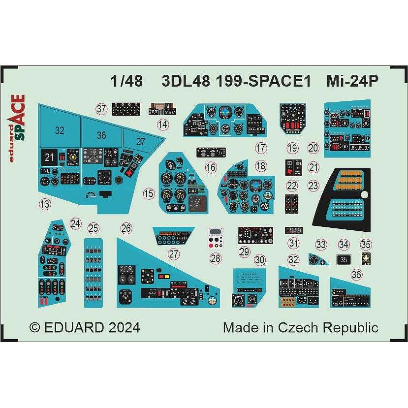 【新製品】3DL48199 1/48 Mi-24P スペース内装3Dデカール w/エッチングパーツセット (トランペッター用)