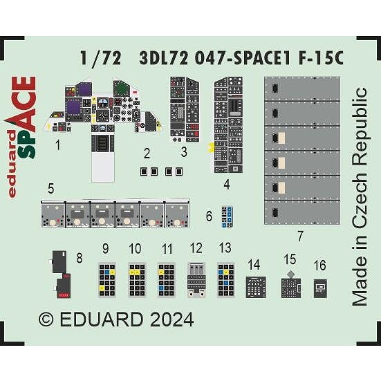 【新製品】3DL72047 1/72 マクドネル・ダグラス F-15C イーグル スペース内装3Dデカール w/エッチングパーツセット (ファインモールド用)