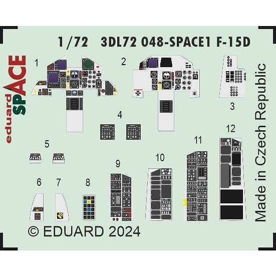 【新製品】3DL72048 1/72 マクドネル・ダグラス F-15D イーグル スペース内装3Dデカール w/エッチングパーツセット (ファインモールド用)