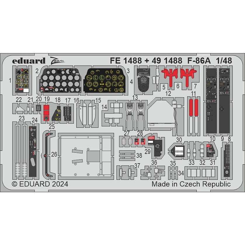 【新製品】491488 塗装済 1/48 ノースアメリカン F-86A セイバー エッチングパーツ (クリアープロップ！用)