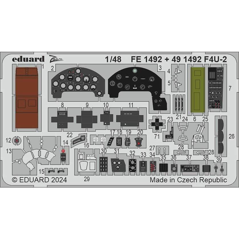 【新製品】FE1492 塗装済 1/48 ヴォート F4U-2 コルセア ズームエッチングパーツ (ホビーボス用)