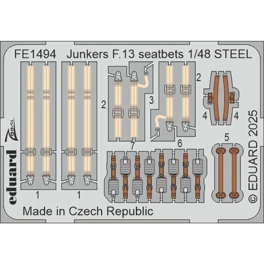 【新製品】FE1494 塗装済 1/48 ユンカース F.13 シートベルト (ステンレス製) (ミニアート用)