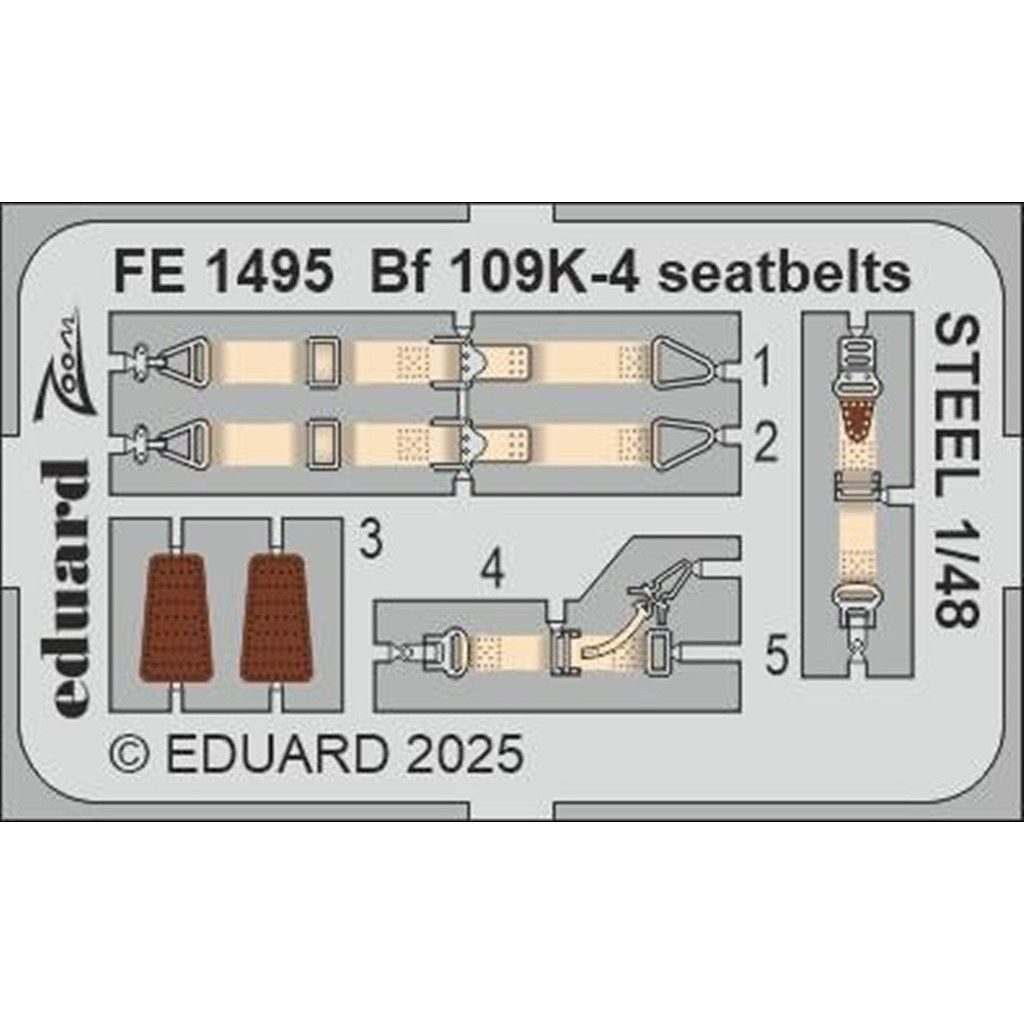 【新製品】FE1495 塗装済 1/48 メッサーシュミット Bf109K-4 シートベルト (ステンレス製) (エデュアルド用)