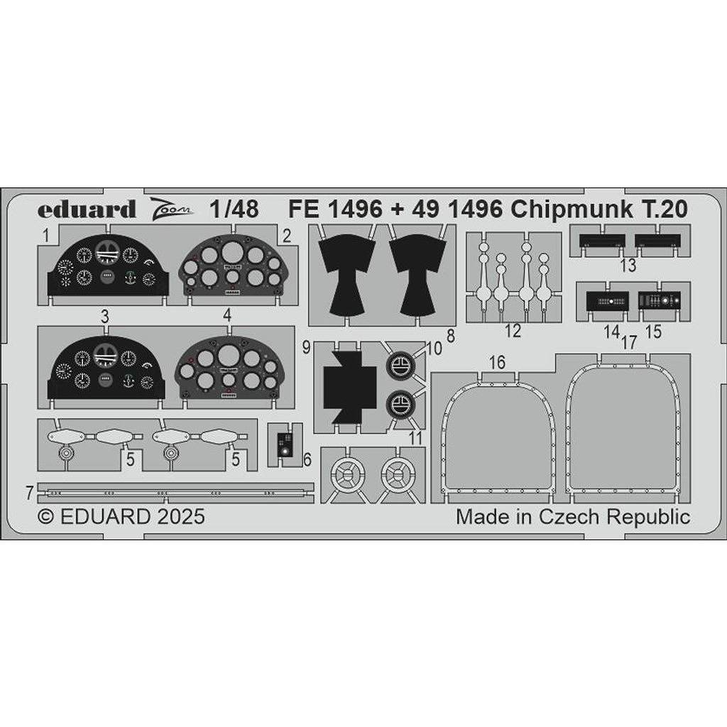 【新製品】FE1496 塗装済 1/48 デ・ハビランド チップマンク T.20 ズームエッチングパーツ(エアフィックス用)