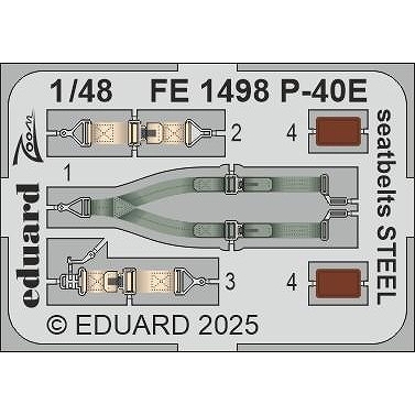 【新製品】FE1498 塗装済 1/48 P-40E シートベルト (ステンレス製) (エデュアルド用)